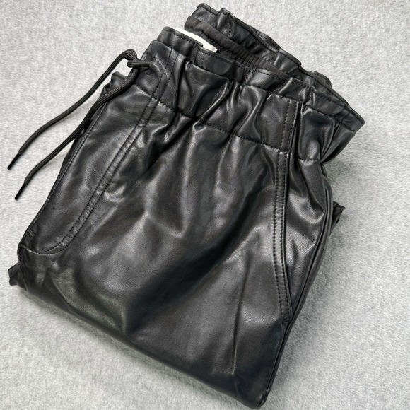 Abercrombie & Fitch Pants - Abercrombie & Fitch Faux Leather Joggers Pants Black‎ Size M Drawstring Waist